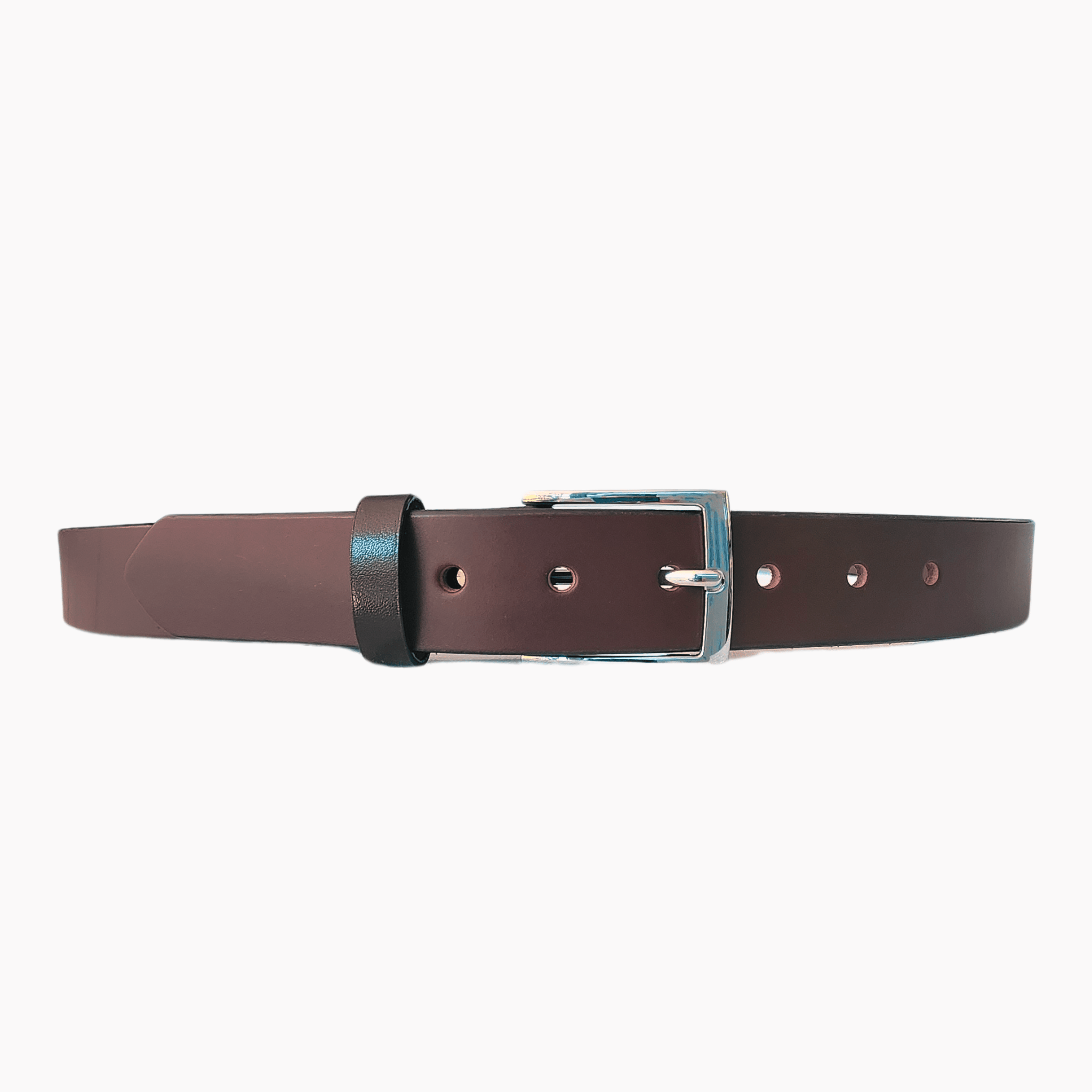 35mm | Brown Leather Belt | Polished Silver Buckle and Leather Keeper | BeltUp - BeltUp Leather Co.