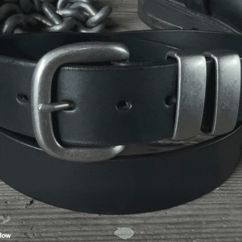 38mm | Black Leather Belt | Double Keeper | BeltUp