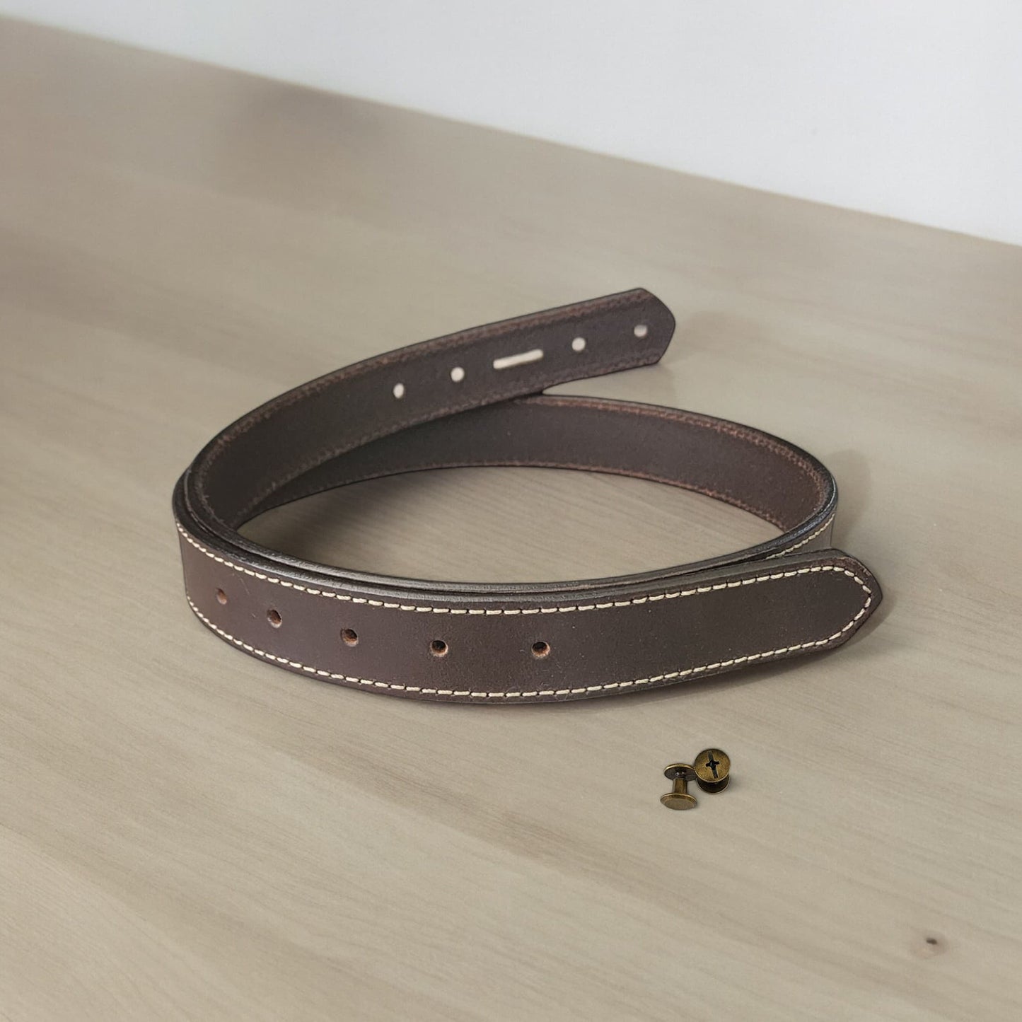 32mm | Brown - White Stitch | Strap Only - BeltUpOnline