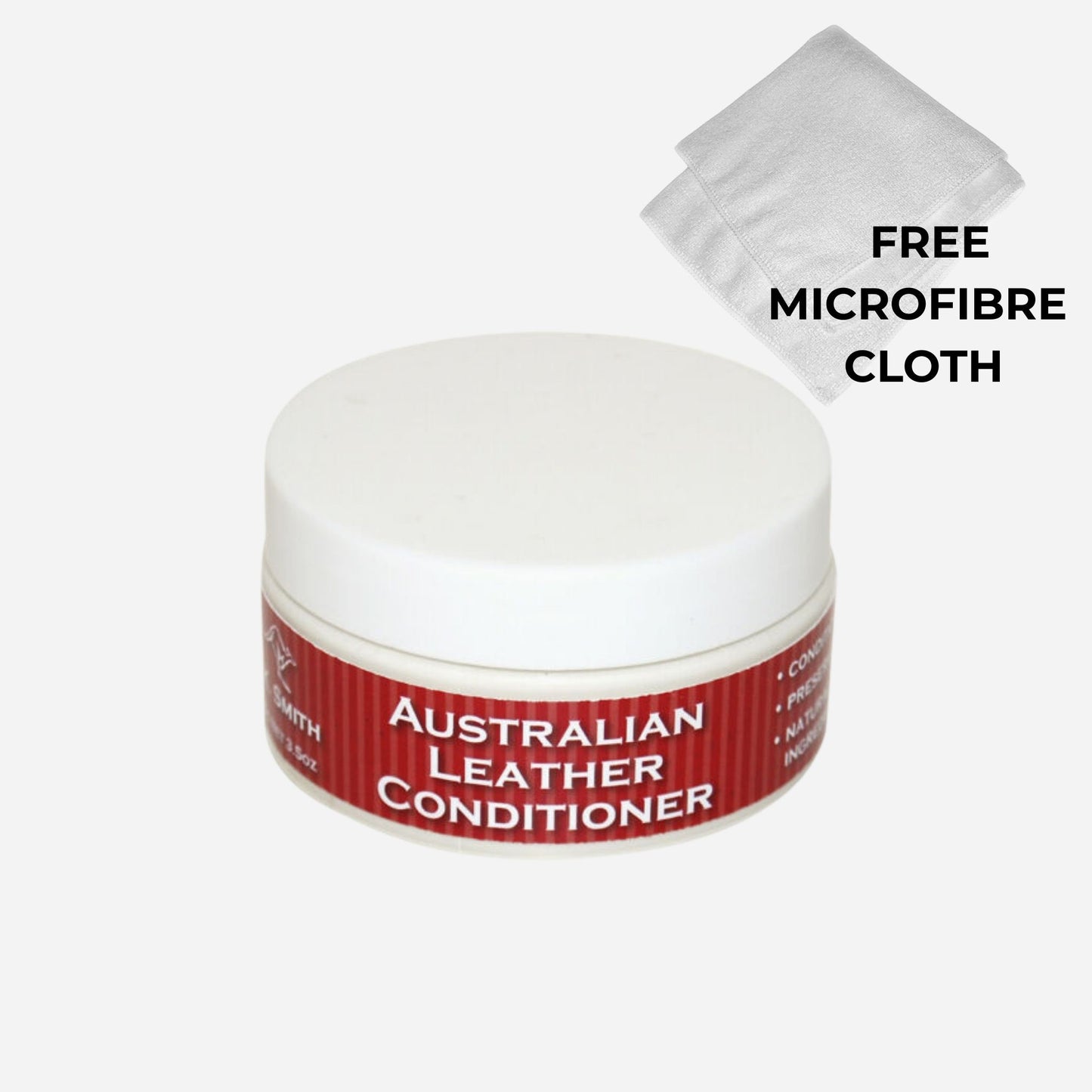 Leather belt care kit with conditioner and cloth for cleaning belts