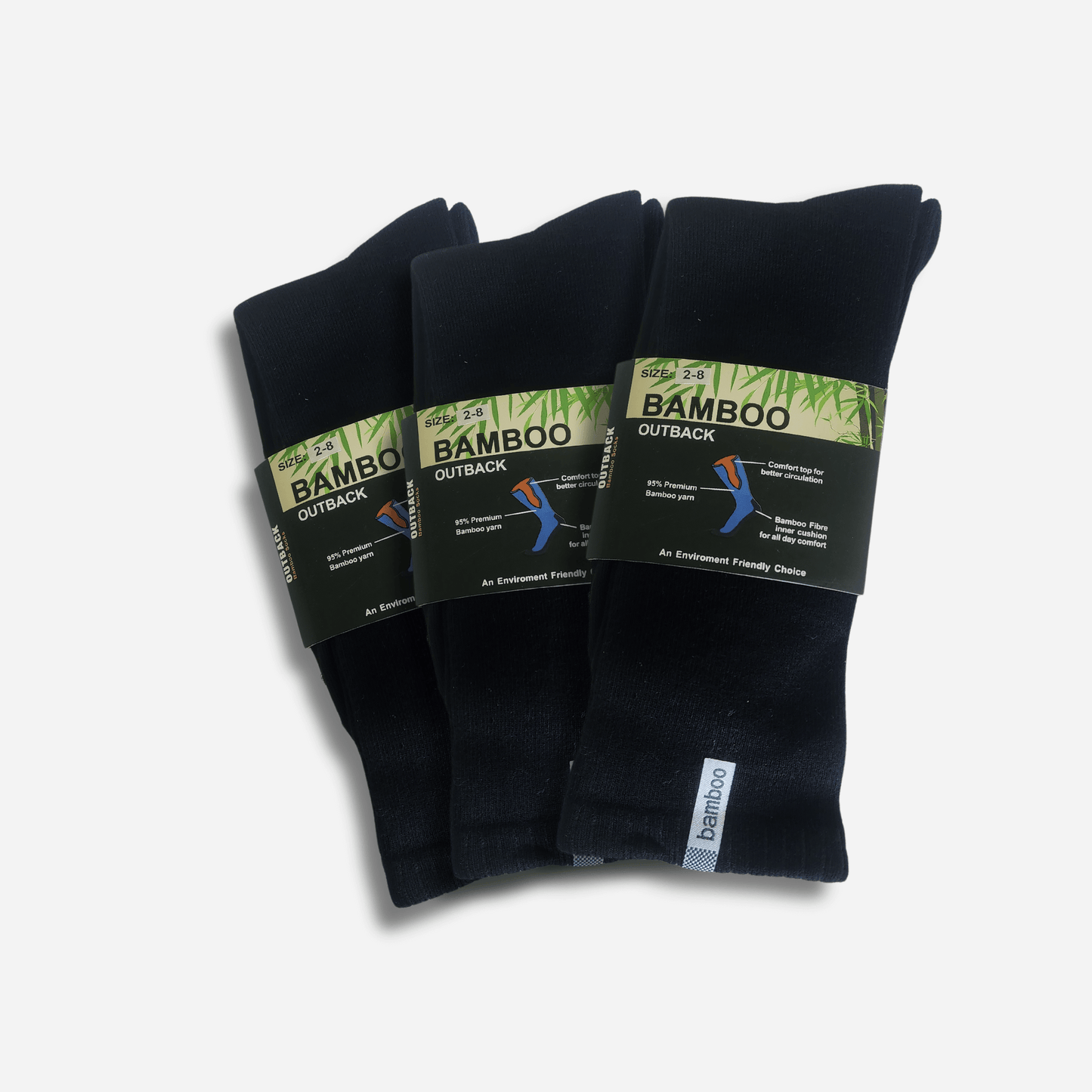 3 x Men's Bamboo Outback Socks - Black