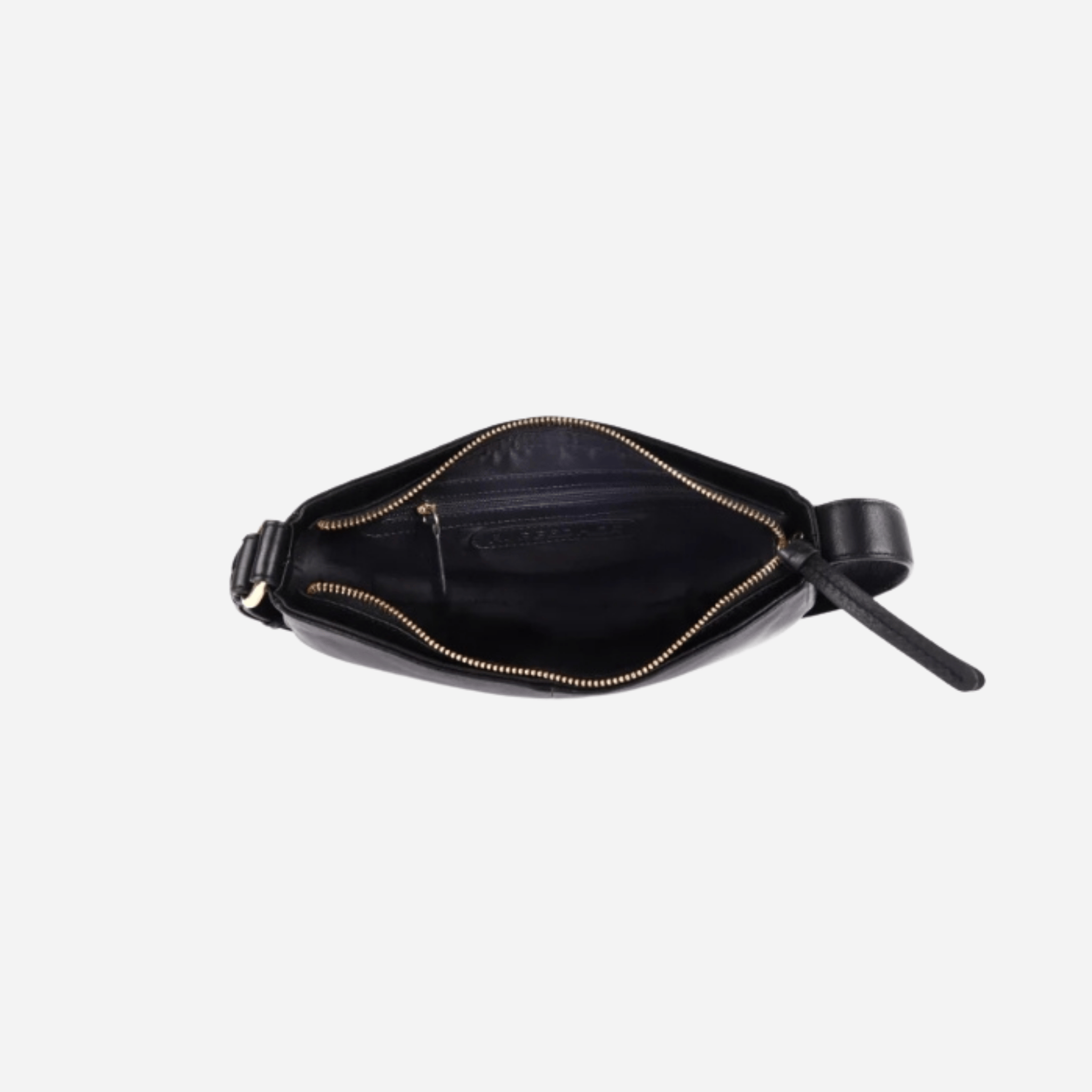 Inside view of Black shoulder handbag with gold hardware - Athens - BeltUp Leather Co.