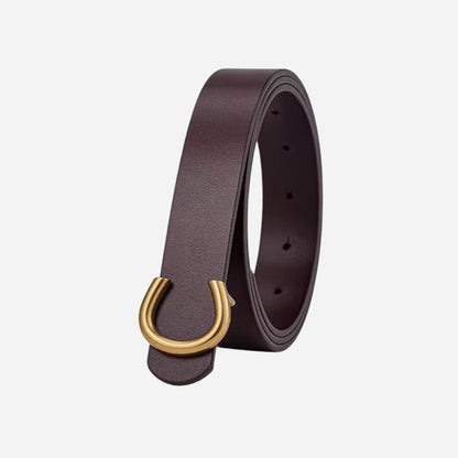Brown Ladies 28mm Top Grain Leather Belt  with an Antique Gold Buckle  - BeltUp Leather Co.