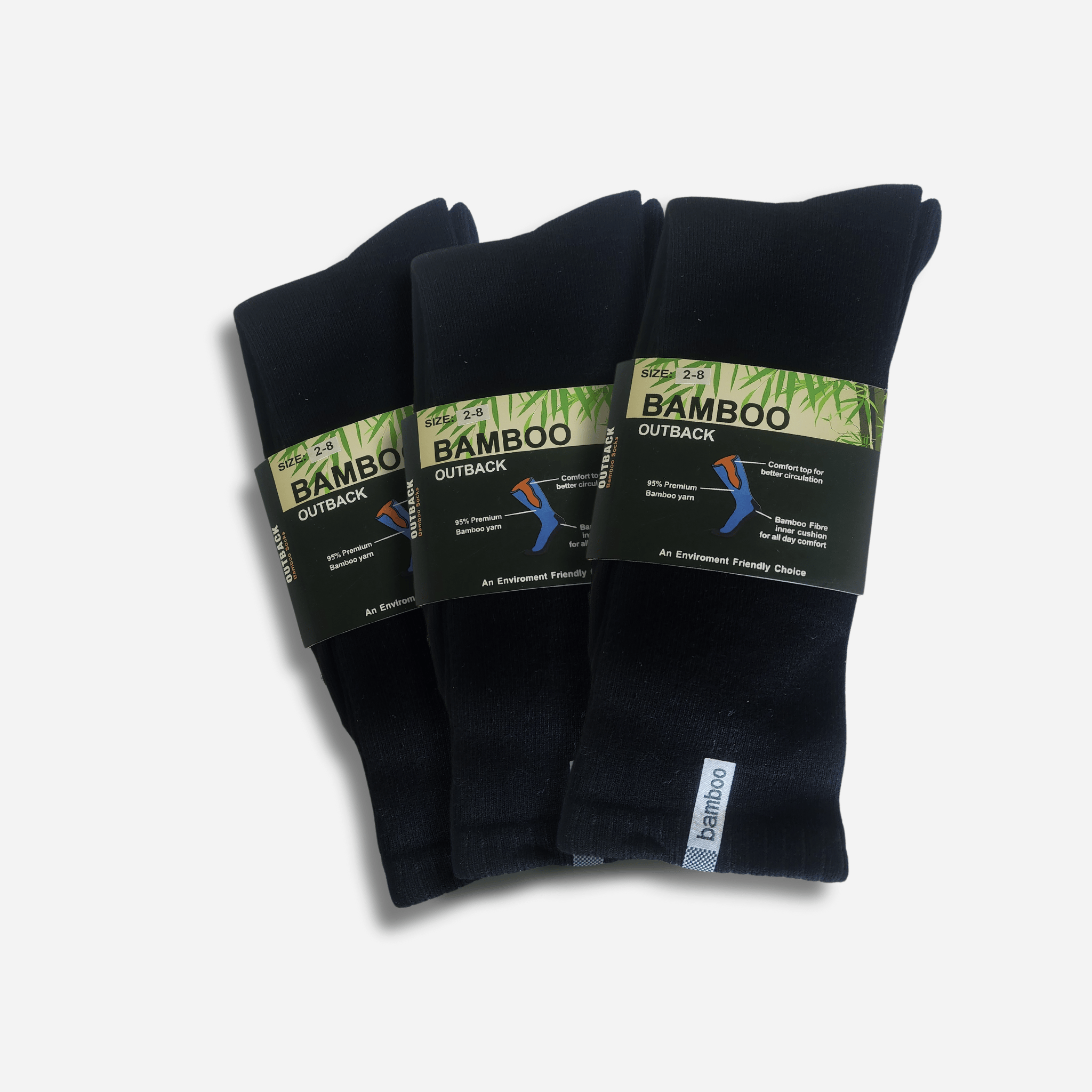 3 x Men's Bamboo Outback Socks - Black - BeltUp Leather Co.
