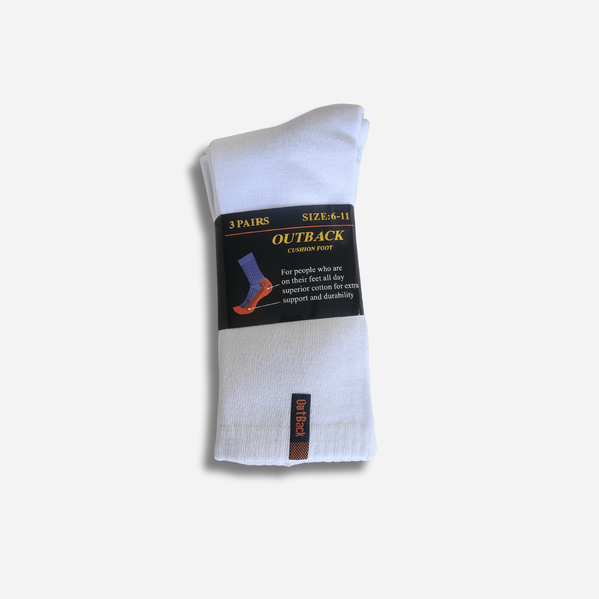 3 x Outback Socks - White - BeltUp Leather Co.