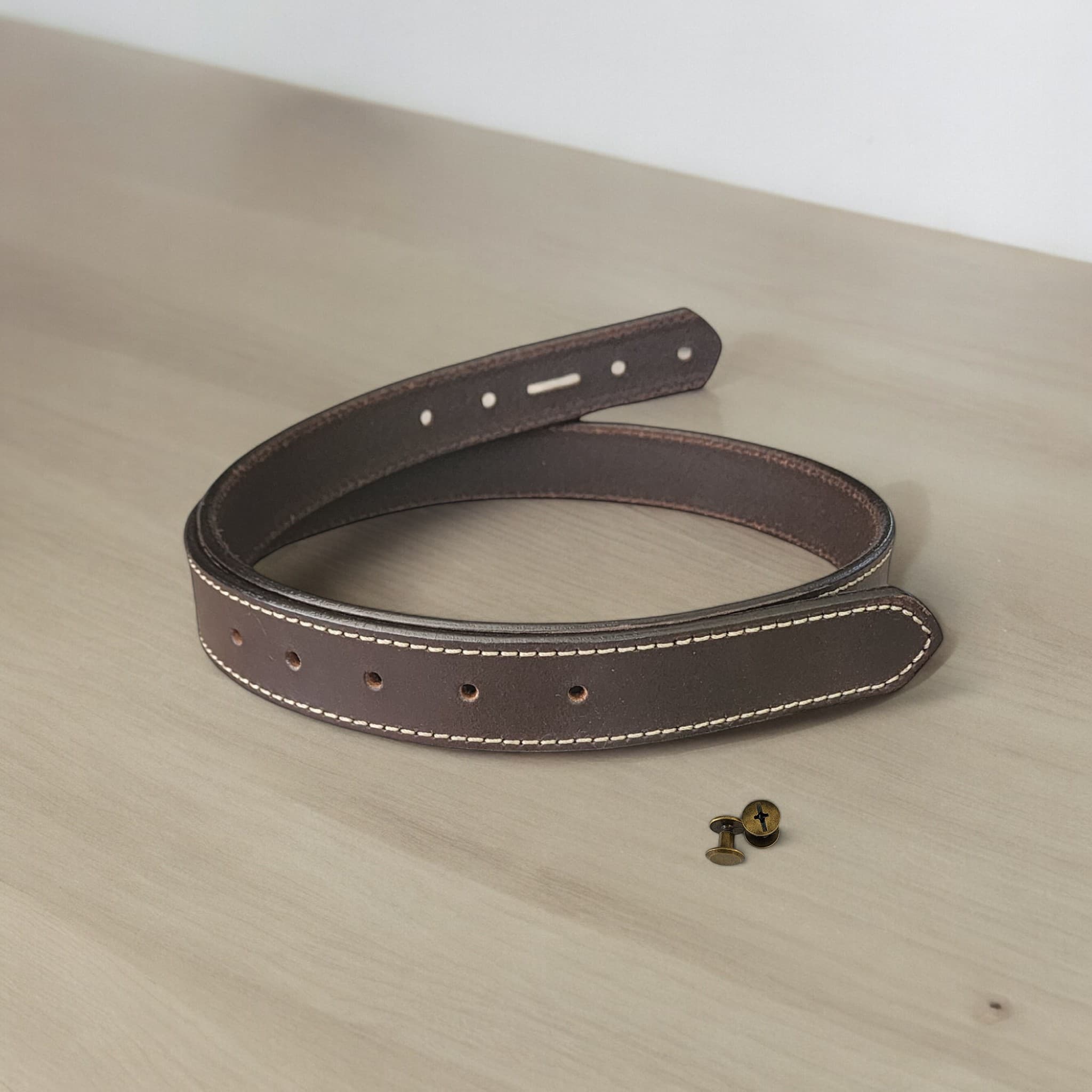 32mm | Brown - White Stitch | Strap Only - BeltUp Leather Co.