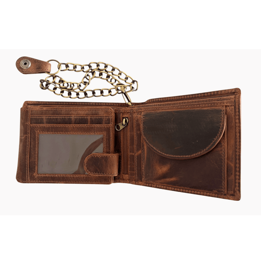 Inside view of Brown Chain Wallet | Rugged Hide - BeltUp Leather Co.