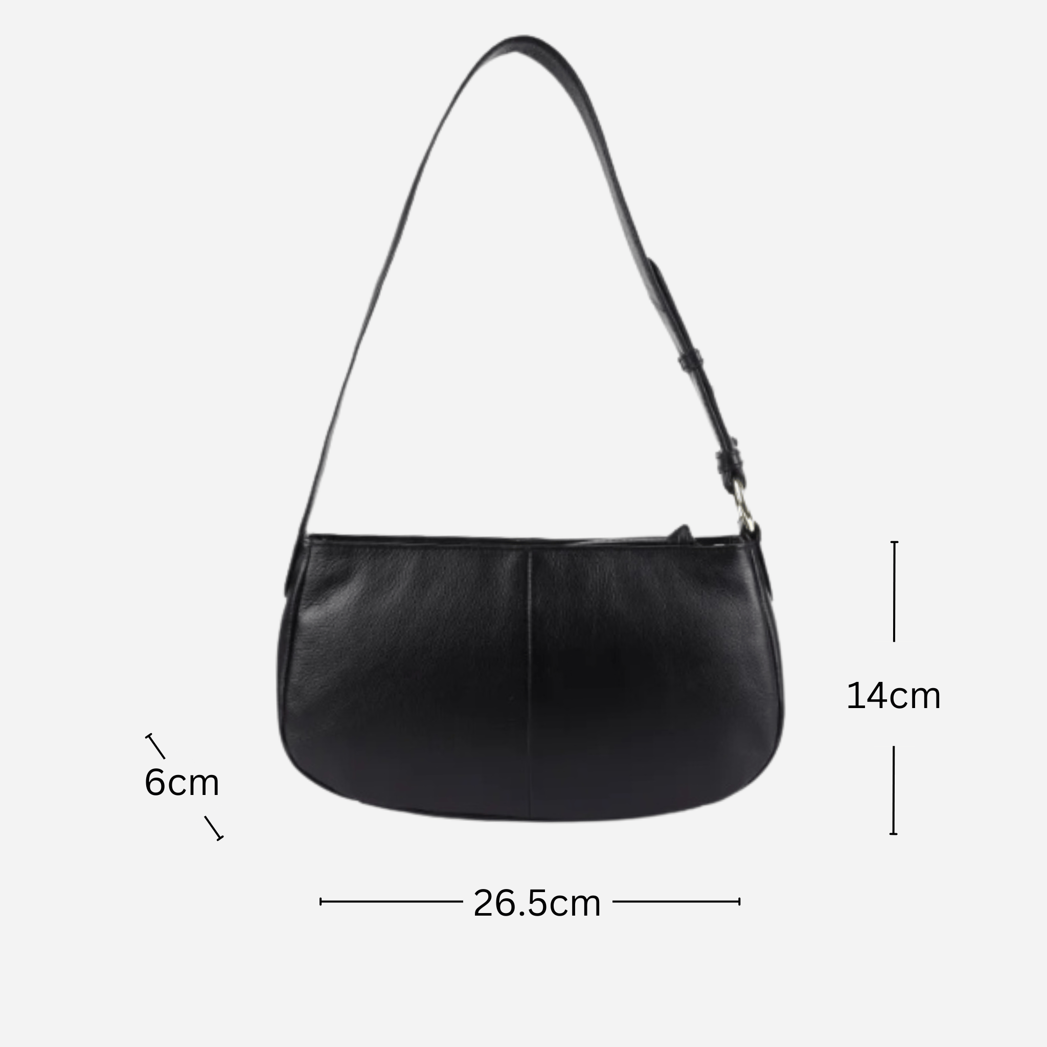 measurements of Black shoulder handbag with gold hardware - Athens - BeltUp Leather Co.